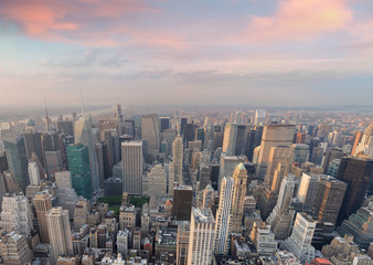 Fototapeta na wymiar New York City, USA. Amazing aerial Manhattan view at sunset
