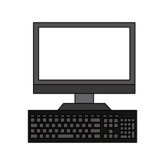Desk computer with keyboard icon vector illustration graphic design