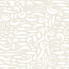 Seamless pattern with ink brush strokes and swirls