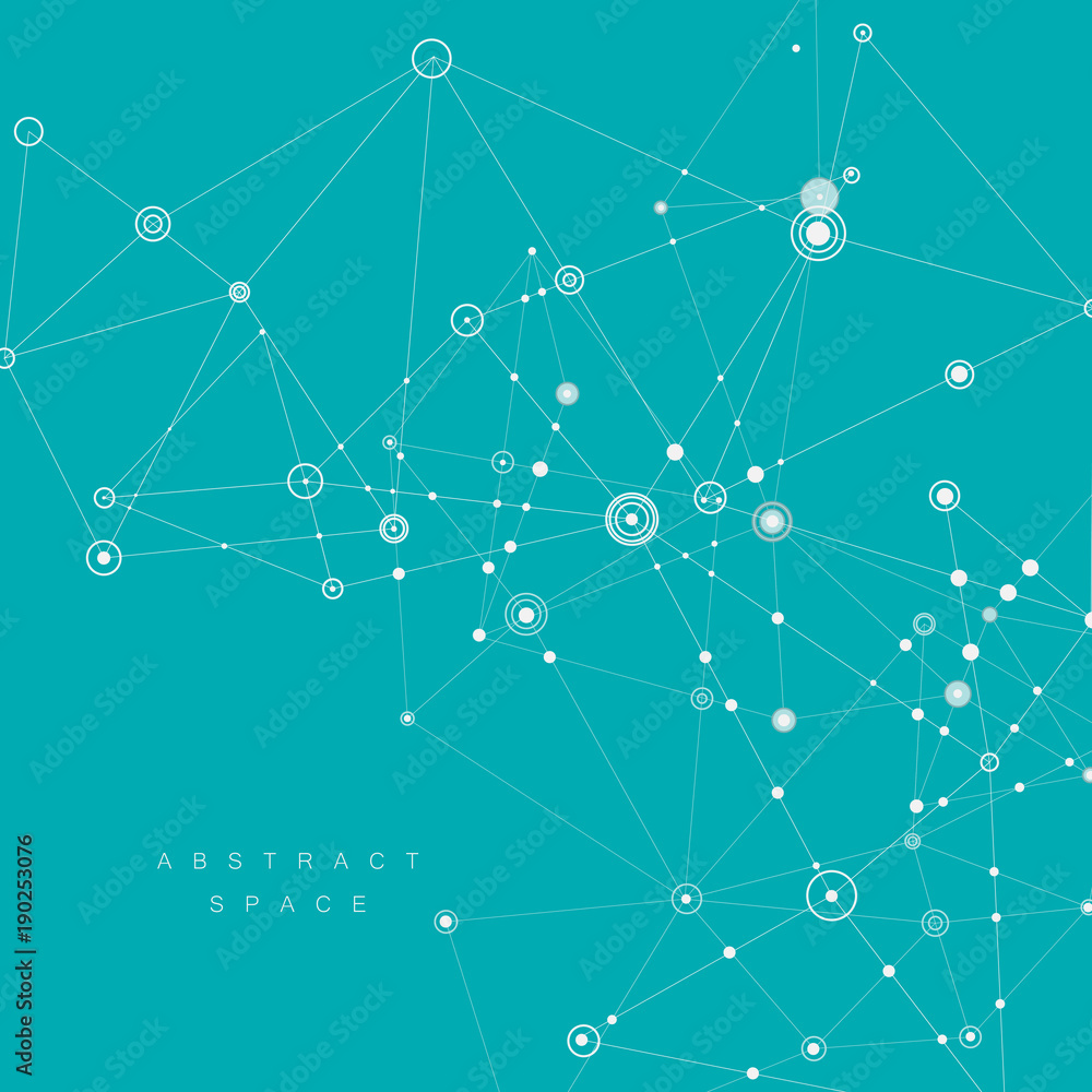 Poster Connect low poly abstract background