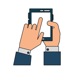 Hand with smartphone icon vector illustration graphic design