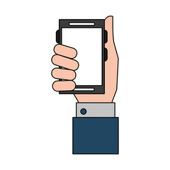 Hand with smartphone icon vector illustration graphic design