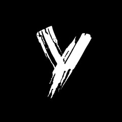 Obraz premium Letter Y. Handwritten by dry brush. Rough strokes font. Vector illustration. Grunge style alphabet.
