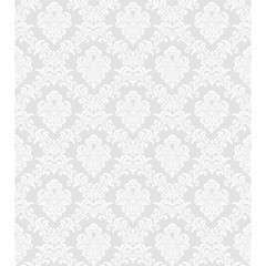 Seamless grey background with white pattern in baroque style. Vector retro illustration. Ideal for printing on fabric or paper.