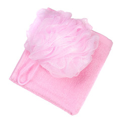 Rose towel and loofah