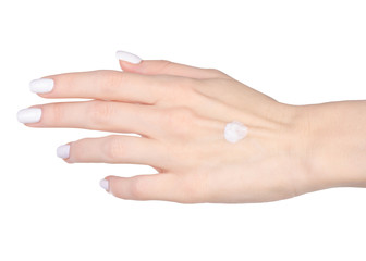Cream on female hands