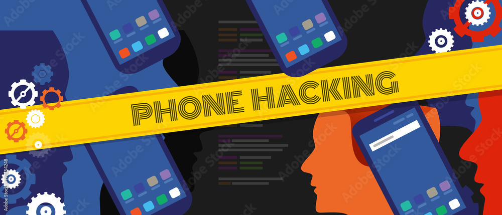 Poster phone hacking security code privacy data cyber crime smart phone mobile technology digital