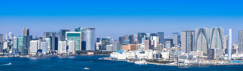 Naklejka premium お台場眺める東京ベイエリア ワイド