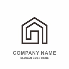 Simple Building House Shape Architecture Interior Construction Real Estate Business Company Stock Vector Logo Design Template