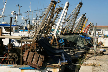 Summer. Italy. Cesenatico. Museum of the ships. Fishing schooners