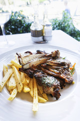 juice roasted lamb chops on the table