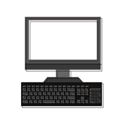 Desk computer with keyboard icon vector illustration graphic design