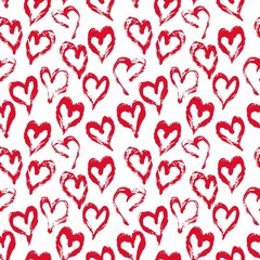 Seamless heart pattern. Hand painted ink brush