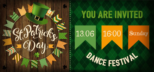 St. Patrick's Day vintage holiday flyer design. Vector illustration.