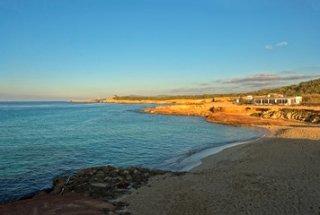 Cala Comte beach on the island of Ibiza, Balearic Islands.