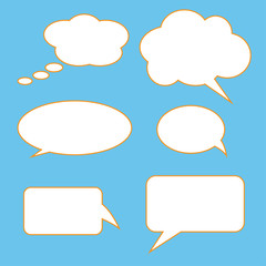 Vector set of stickers of speech bubbles. Blank empty white speech bubbles