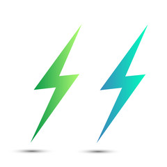 Lightning flat icons set. Simple icon storm or thunder and lightning strike isolated.
