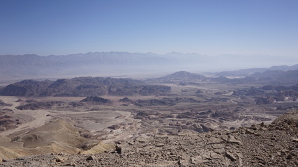 Panorama doliny Arava w Izraelu. - obrazy, fototapety, plakaty
