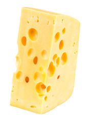 Piece of cheese isolated on a white background. With clipping path