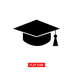 Education cap vector icon , graduation hat symbol