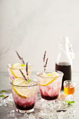 Lavender syrup lemonade with honey