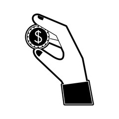 Hand with coin icon vector illustration graphic design