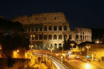 Fototapeta na wymiar Summer. Italy. Rome. Night view of the Colosseum