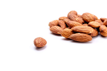 Almonds on White background