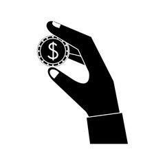 Hand with coin icon vector illustration graphic design