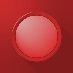 Red Circular Plastic Button on Color Background . Isolated Vector Element