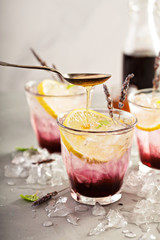 Lavender syrup lemonade with honey