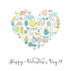 Cute fall in love heart illustration. Nice romantic isolated ele