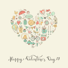 Cute fall in love heart illustration. Nice romantic isolated ele