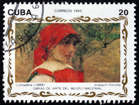 Postage stamp Cuba 1993 Contadina, painting by Joaquin Sorolla