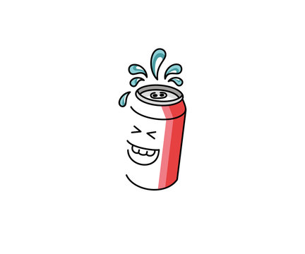 Soda cartoon character logo template. Fast food and drink vector design. Beverage illustration