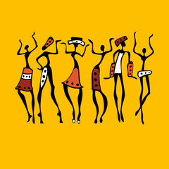 Silhouette of woman. African dancers. Dancing woman in traditional ethnic style. Vector Illustration.