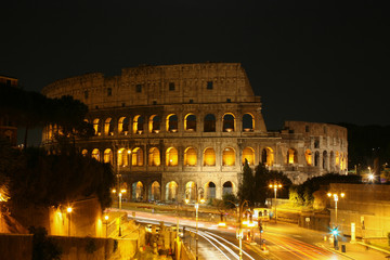 Fototapeta na wymiar Summer. Italy. Rome. Night Colosseum with illumination.