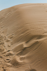 Detalle que hace el viento en la arena mojada en las dunas del Delta del Ebro de Cataluña