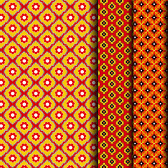 set Red flower geometry pattern
