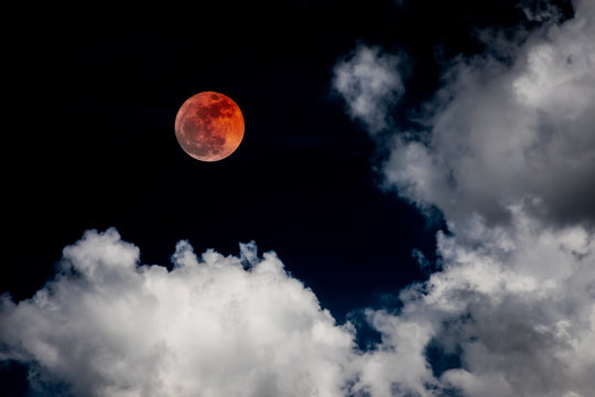blood moon red eclipse black sky lunar full space background