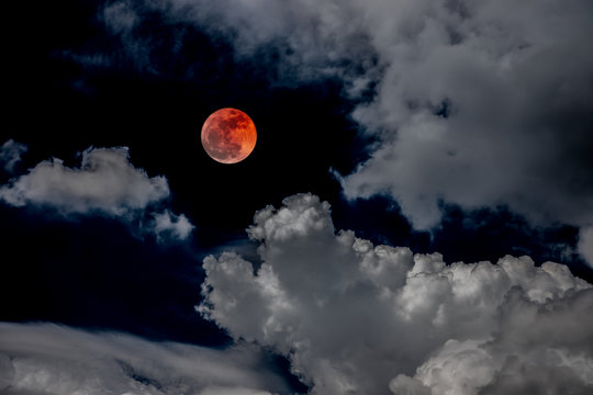 blood moon red eclipse black sky lunar full space background