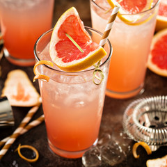 Grapefruit cocktail in tall glasses