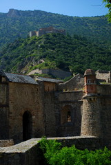 Fort Liberia overlooking the pretty walled town of Villfranche de Conflent in the south of France. This medieval city dates back to the 11th century