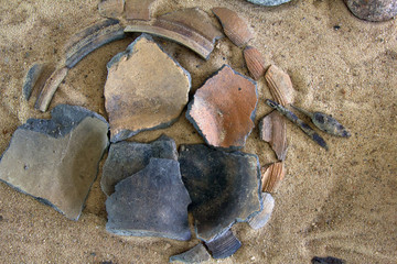 Stucco and pottery ceramics 10-11 century from Slavic (and Vikings) old settlement