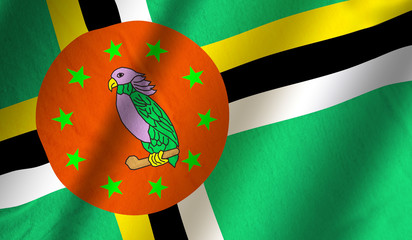 Authentic colorful textile flag of Dominica