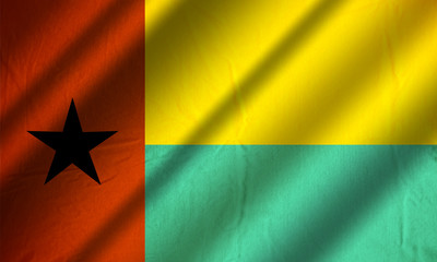 Authentic colorful textile flag of Guinea-Bissau