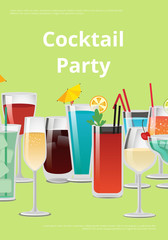 Cocktail Party Advert Poster Vector Illustration