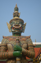 Wat Phra Kaeo's temple guard in Bangkok the capital of Thailand