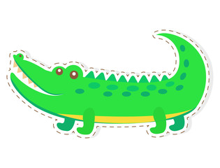 Obraz premium Cute Crocodile Cartoon Flat Vector Sticker or Icon