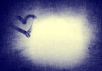 Blue beautiful heart sign design card background copy space